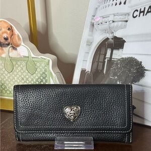 Brighton Black Leather Wallet with Heart Detail